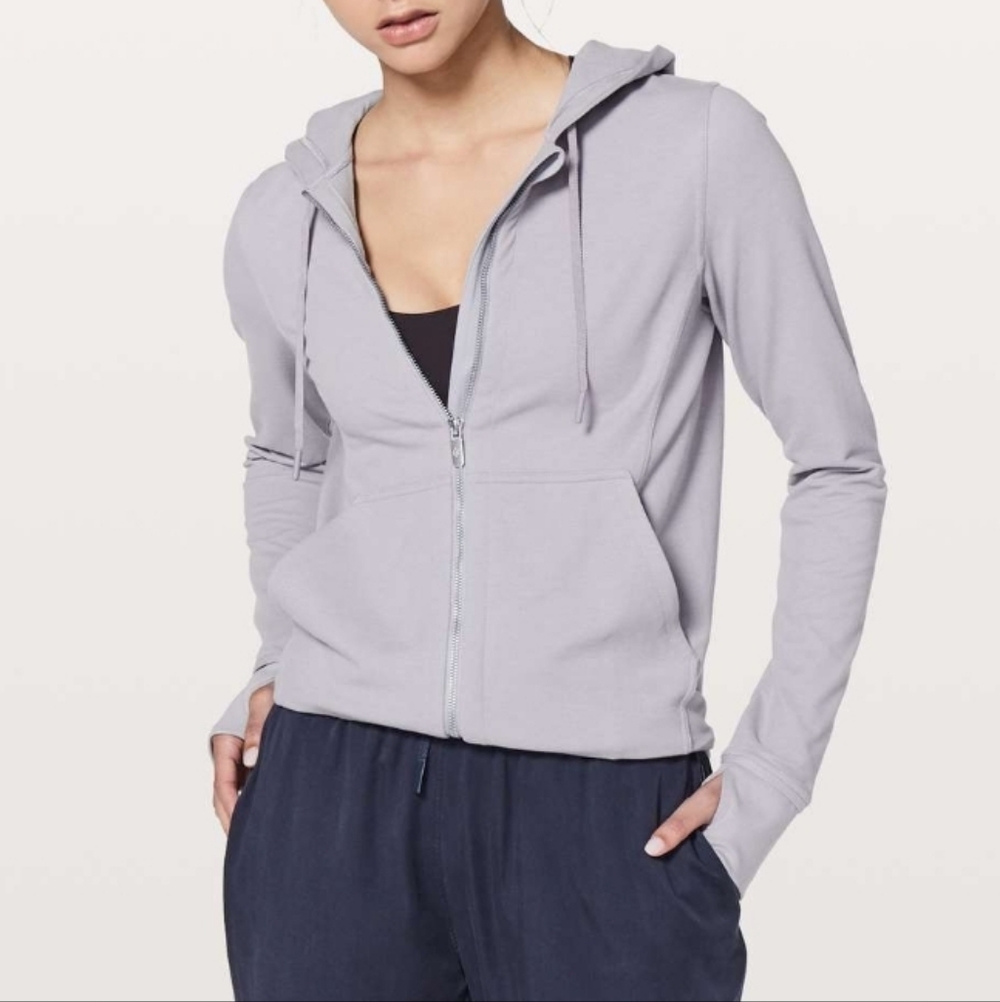 Lululemon Press‎ Pause Jacket / Hooded Sweater Spring Lavender Grey, Size 4